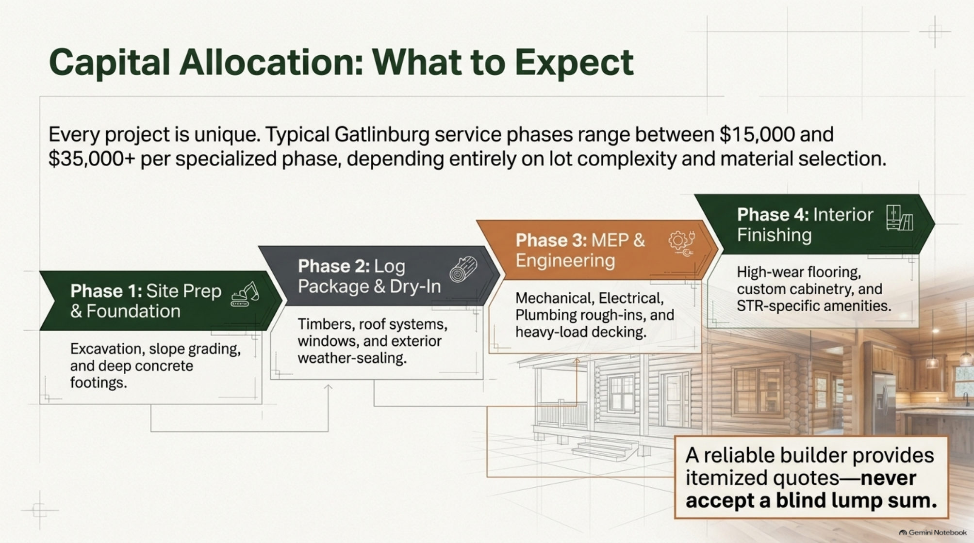 Slide 7 from the investor blueprint: capital allocation across the four build phases