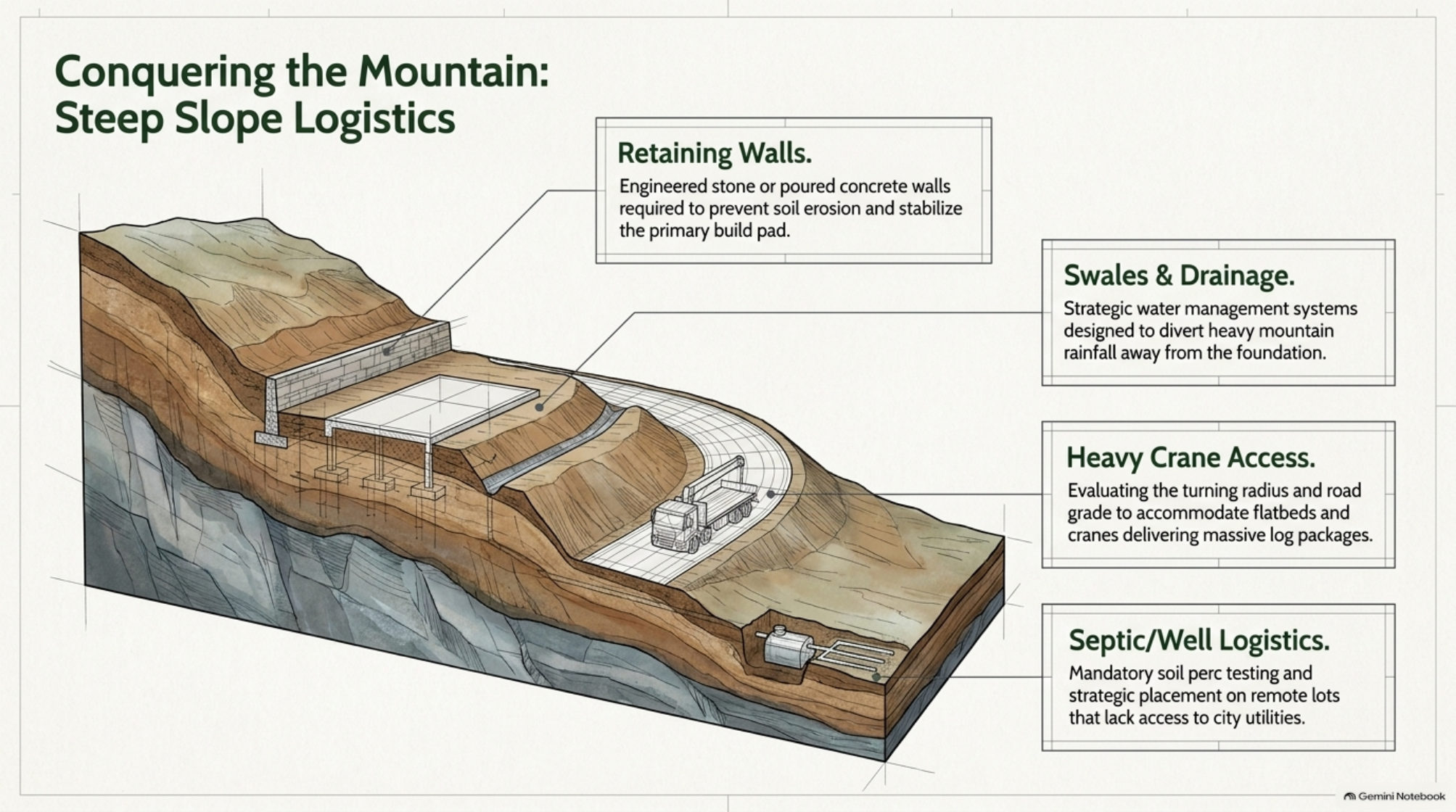 Slide 8 from the investor blueprint: steep slope logistics